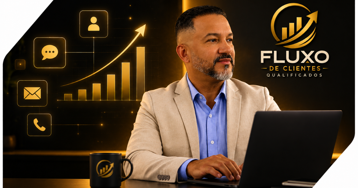 Rutimar Santos em frente ao notebook representando estratégias para geração de clientes qualificados